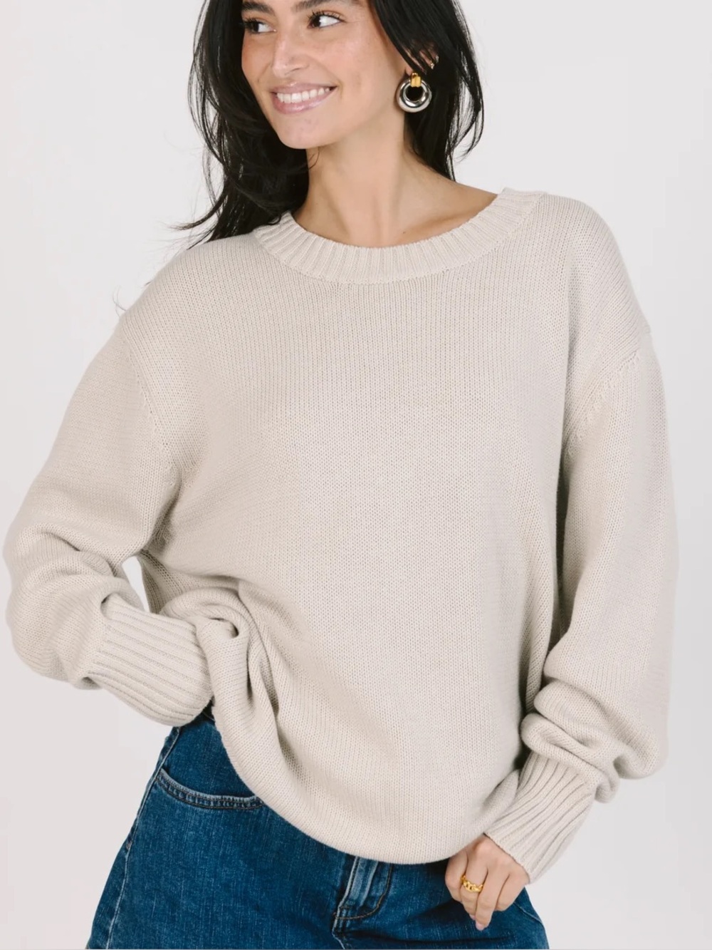 NWT Grey Bandit Beige Knit Sweater